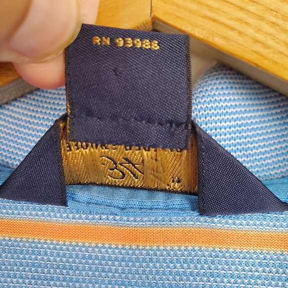 Brooks Brothers Blue and Orange Striped Polo Shirt. MED - Picture 4 of 8
